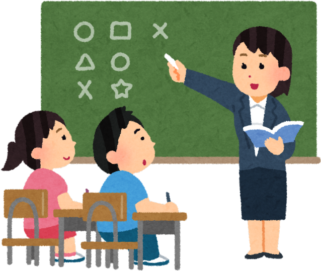 Elementary School Classroom Illustration with Female Teacher